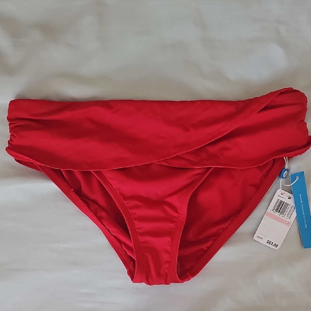 NWT Bleu Rod Beattie Kore Hipster Bikini Bottom - Red, US 10